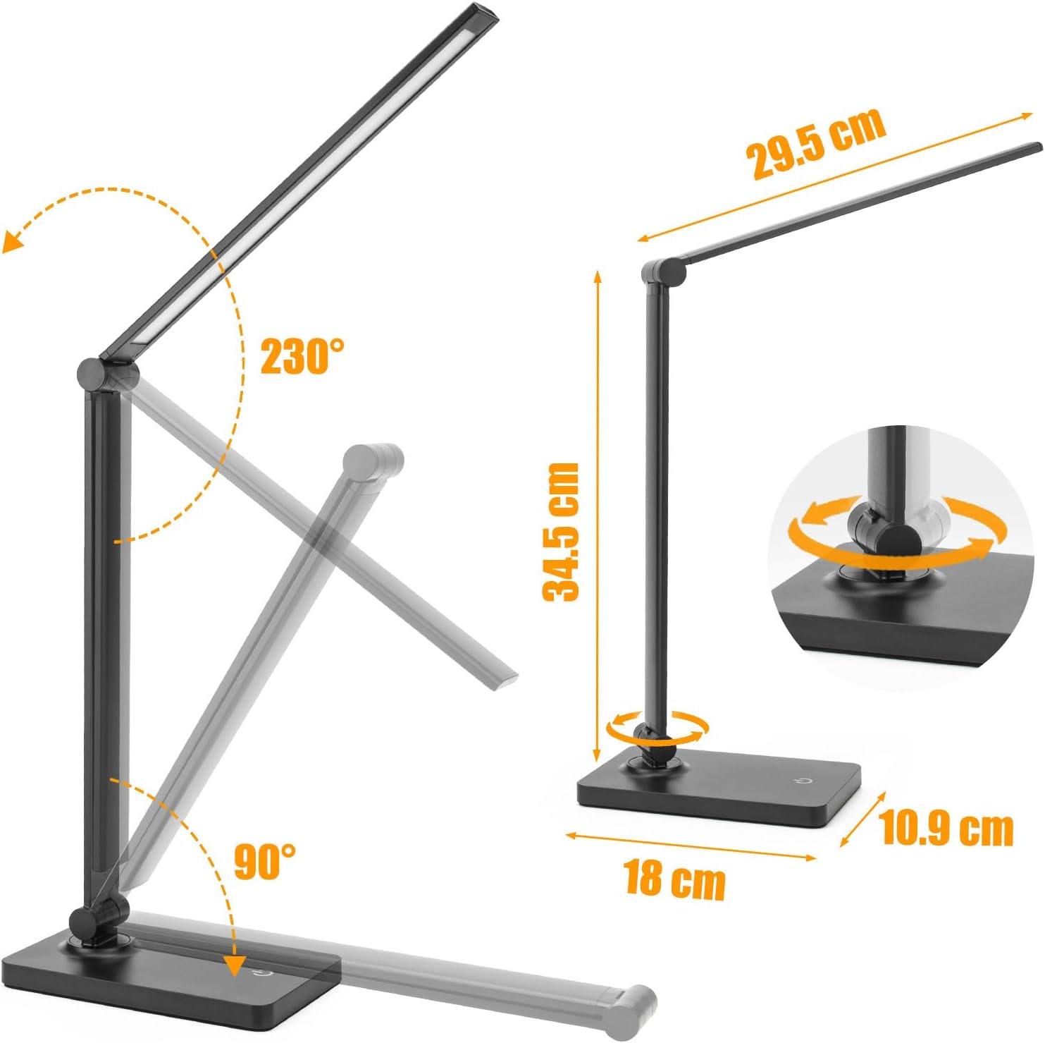 Eye-Caring Desk Lamps with USB Port (Include AC Power Plug)