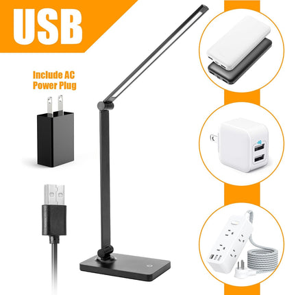 Eye-Caring Desk Lamps with USB Port (Include AC Power Plug)