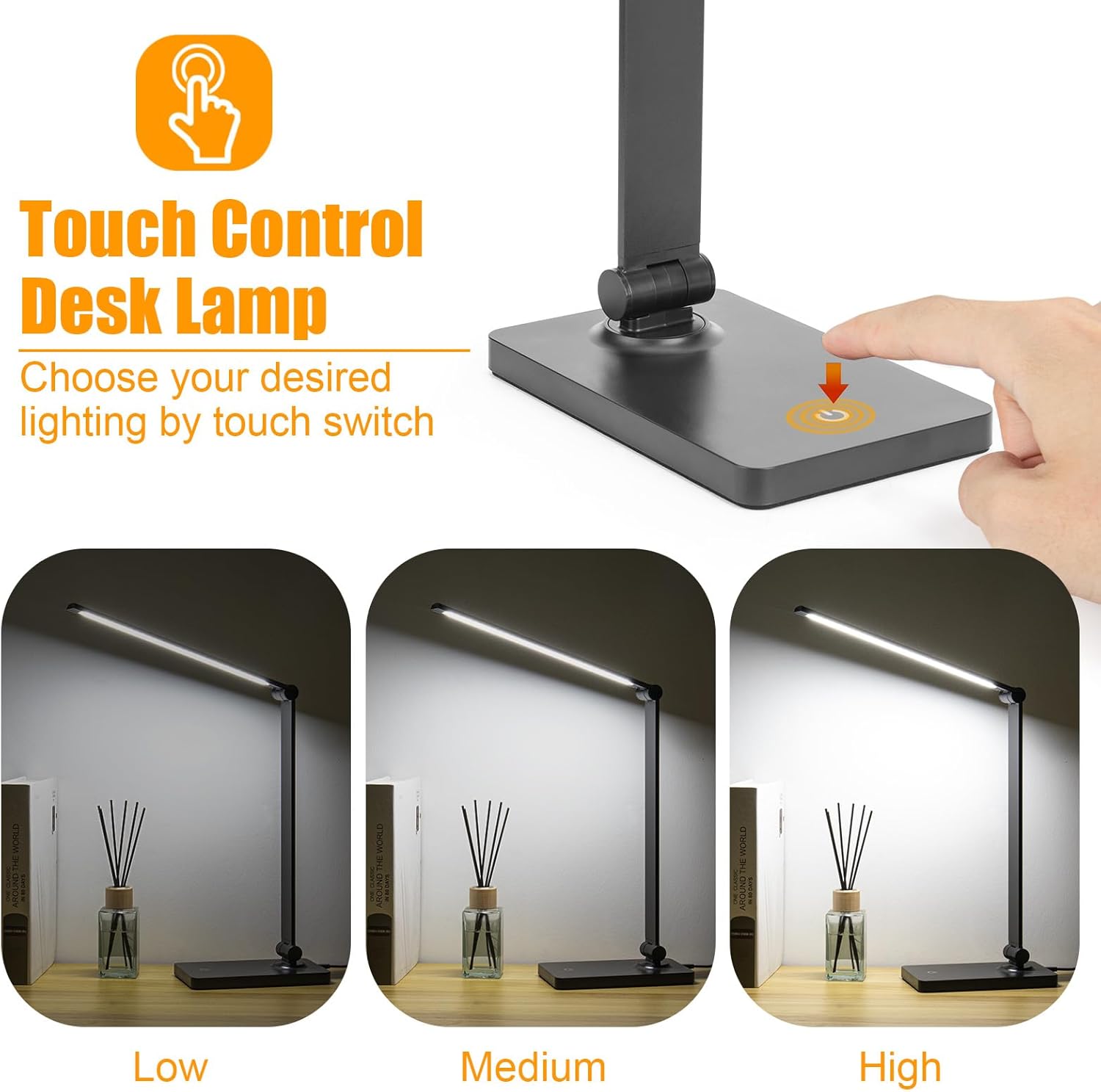 Eye-Caring Desk Lamps with USB Port (Include AC Power Plug)