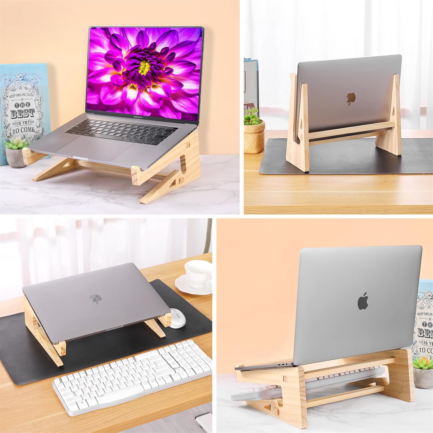 Wood Laptop Stand for Desk (for Macbook Pro/Air, Dell, HP, Lenovo with 13.3 to 17.3 Inches Laptops)